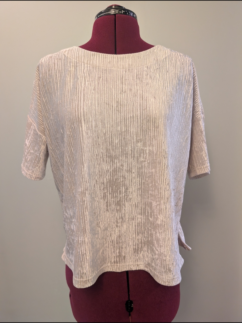 Banana Republic White Crushed Velvet Short Sleeve Top
